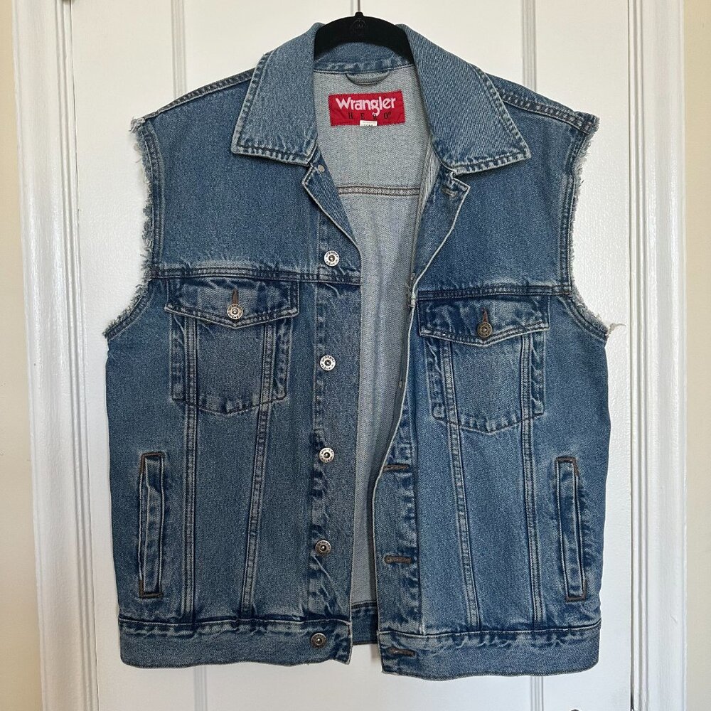 Wrangler Hero Blue Denim Oversize Vest Size Small